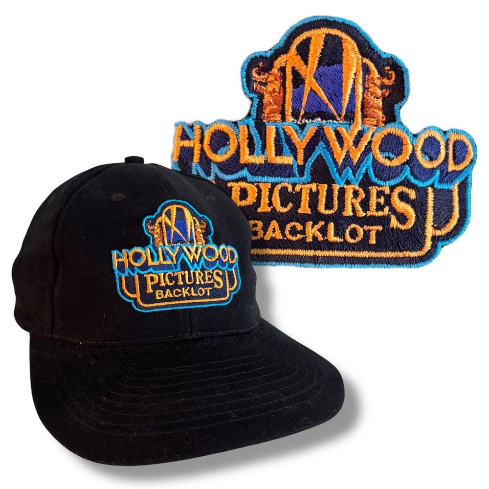 Disneyland HOLLYWOOD PICTURES Backlot Strapback Hat Black Discontinued Vtg 90s